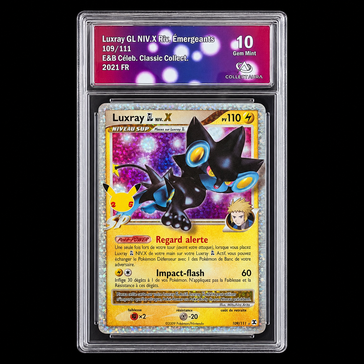 Luxray GL NIV.X 109/111 Célébrations FR Collect Aura 10 sur fond noir