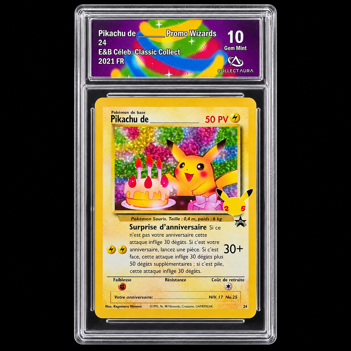 Pikachu Anniversaire 24 Célébrations FR Collect Aura 10 Gem Mint