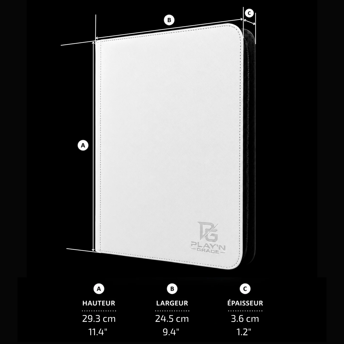 Classeur Toploaders ZIP blanc 2x2 — dimensions