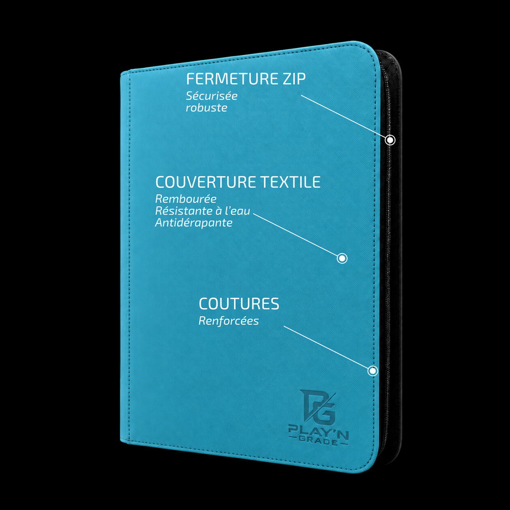 Classeur Toploaders ZIP bleu 4x4 — caractéristiques de la couverture