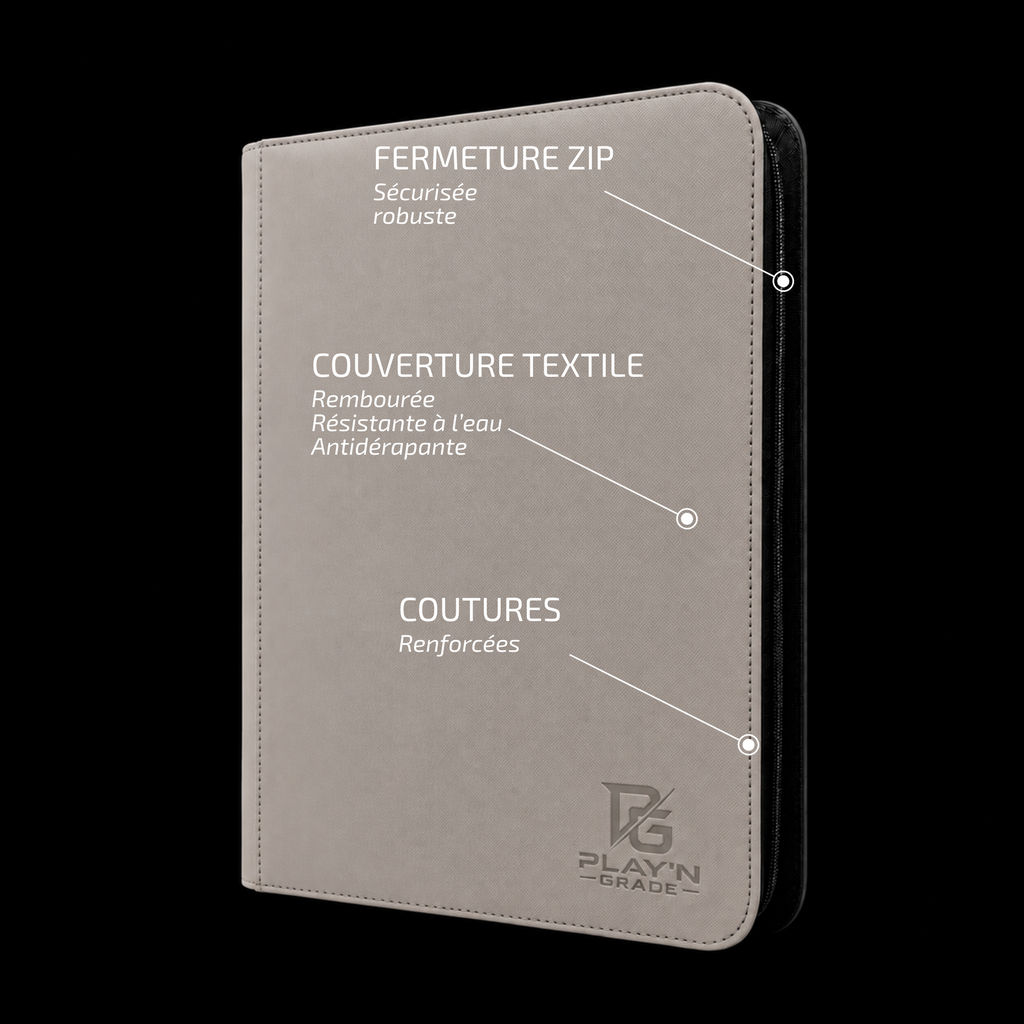 Classeur Toploaders ZIP gris 4x4 — caractéristiques de la couverture