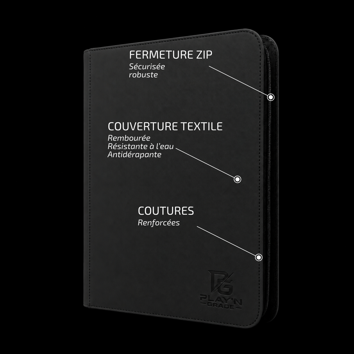 Classeur Toploaders ZIP noir 4x4 — caractéristiques de la couverture