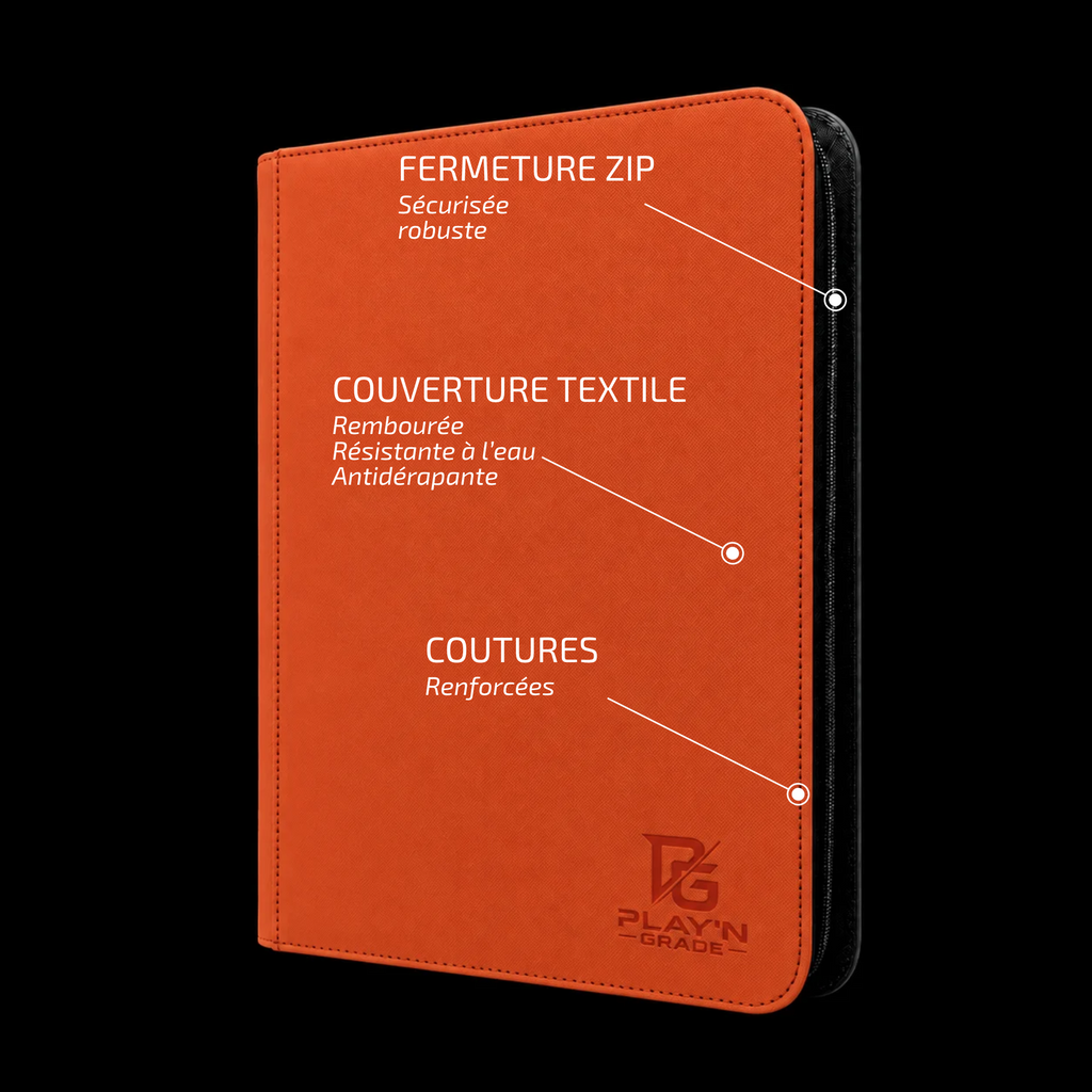 Classeur Toploaders ZIP orange 4x4 — caractéristiques de la couverture