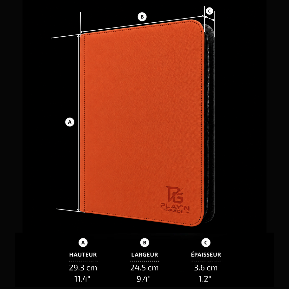 Classeur Toploaders ZIP orange 2x2 — dimensions