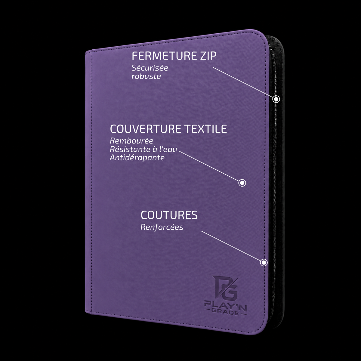 Classeur Toploaders ZIP violet 4x4 — caractéristiques de la couverture