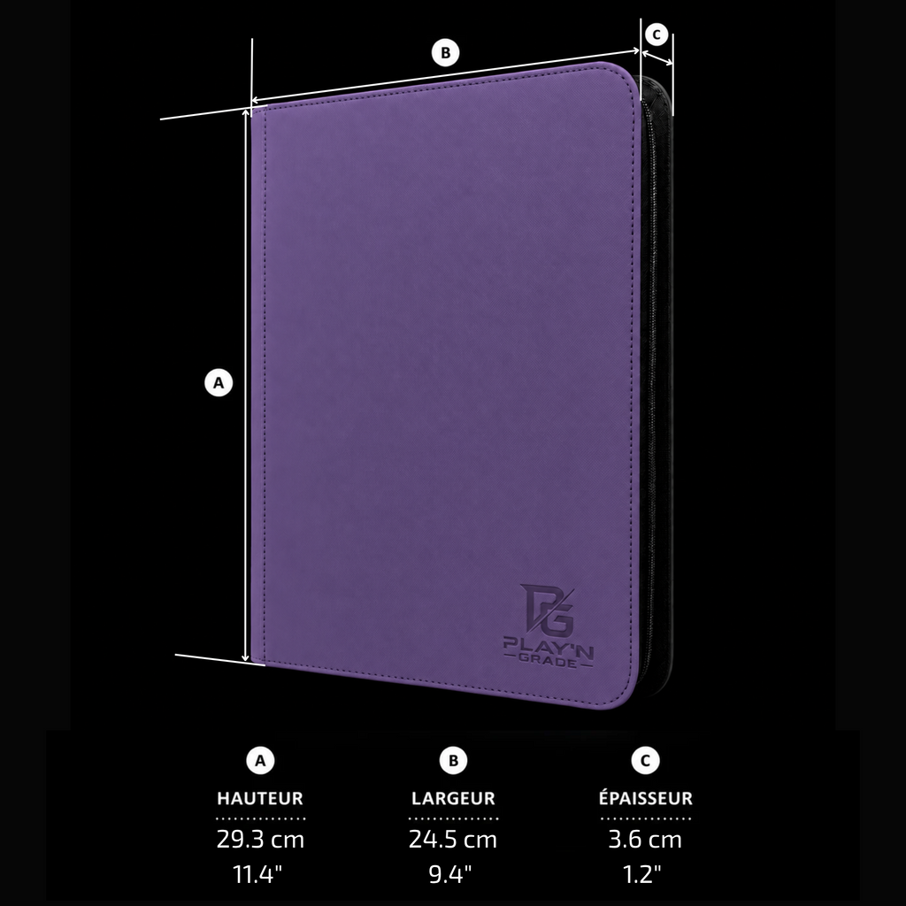 Classeur Toploaders ZIP violet 2x2 — dimensions