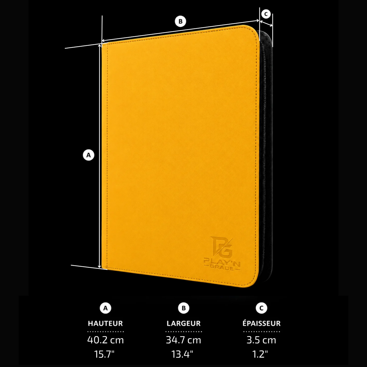 Classeur Toploaders ZIP jaune 3x3 — dimensions