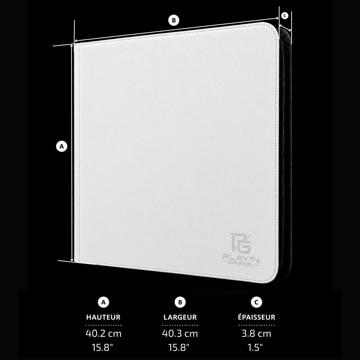 Classeur Toploaders ZIP blanc 4x3 — dimensions