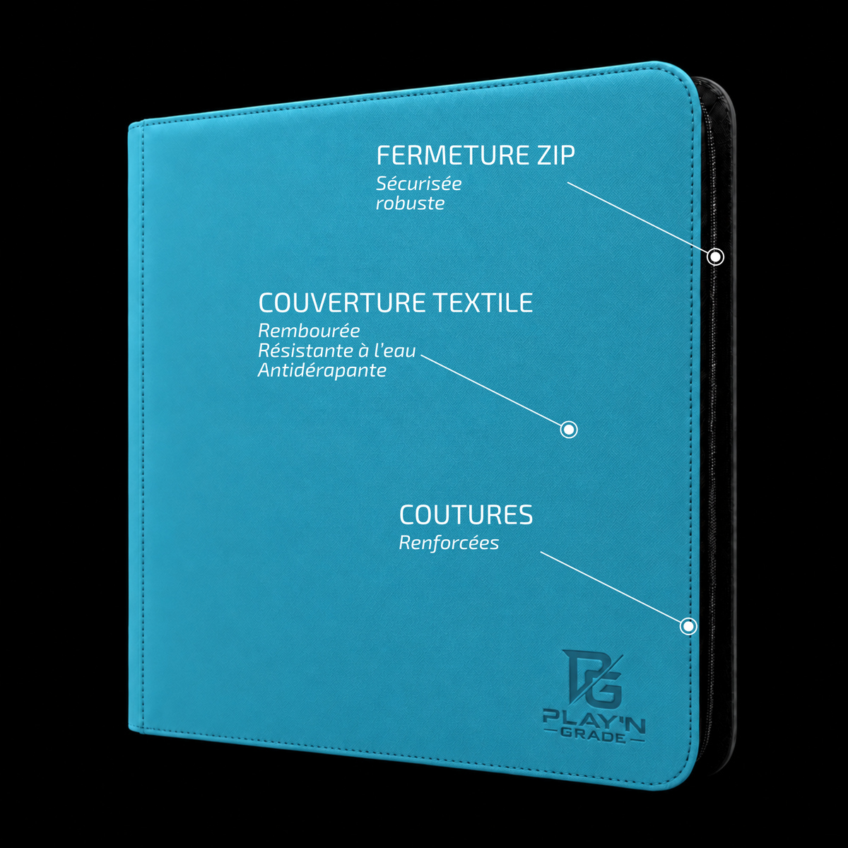 Classeur Toploaders ZIP bleu 4x3 — caractéristiques de la couverture