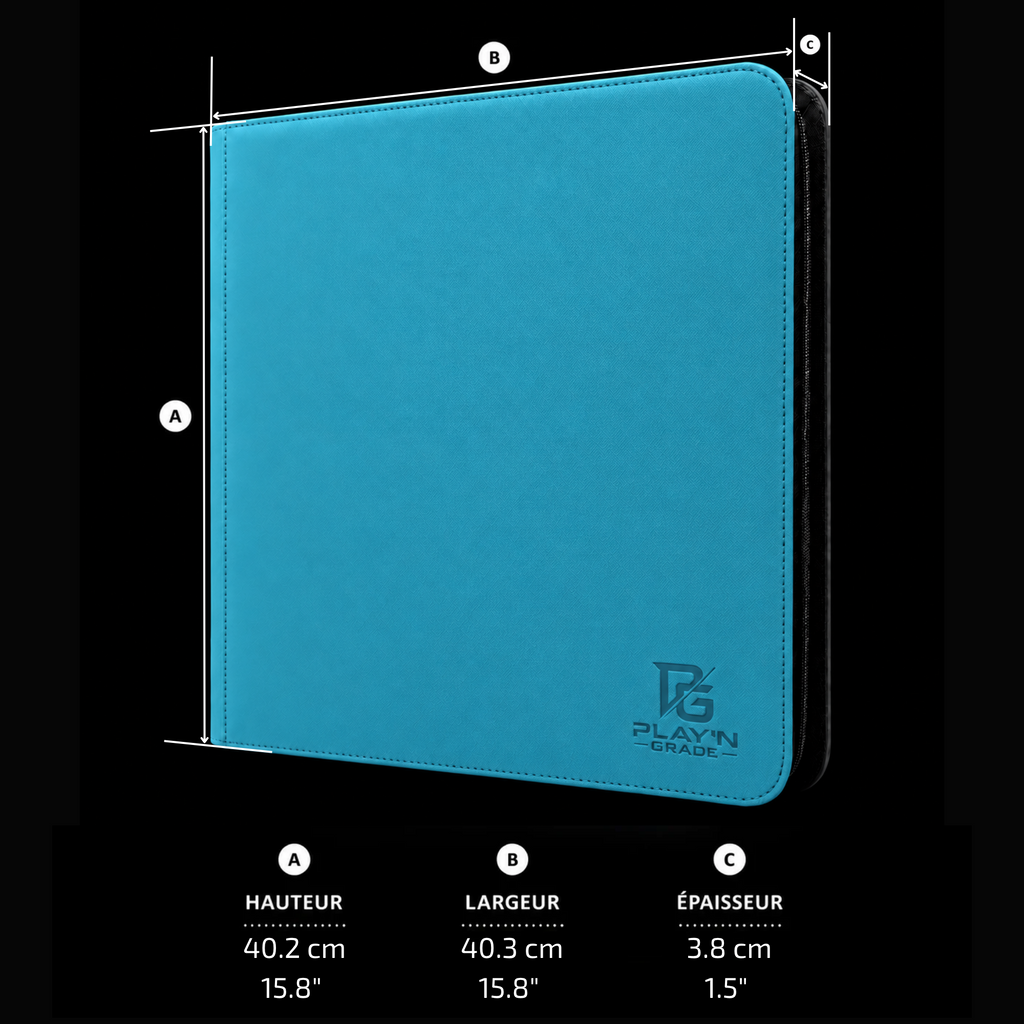 Classeur Toploaders ZIP bleu 4x3 — dimensions