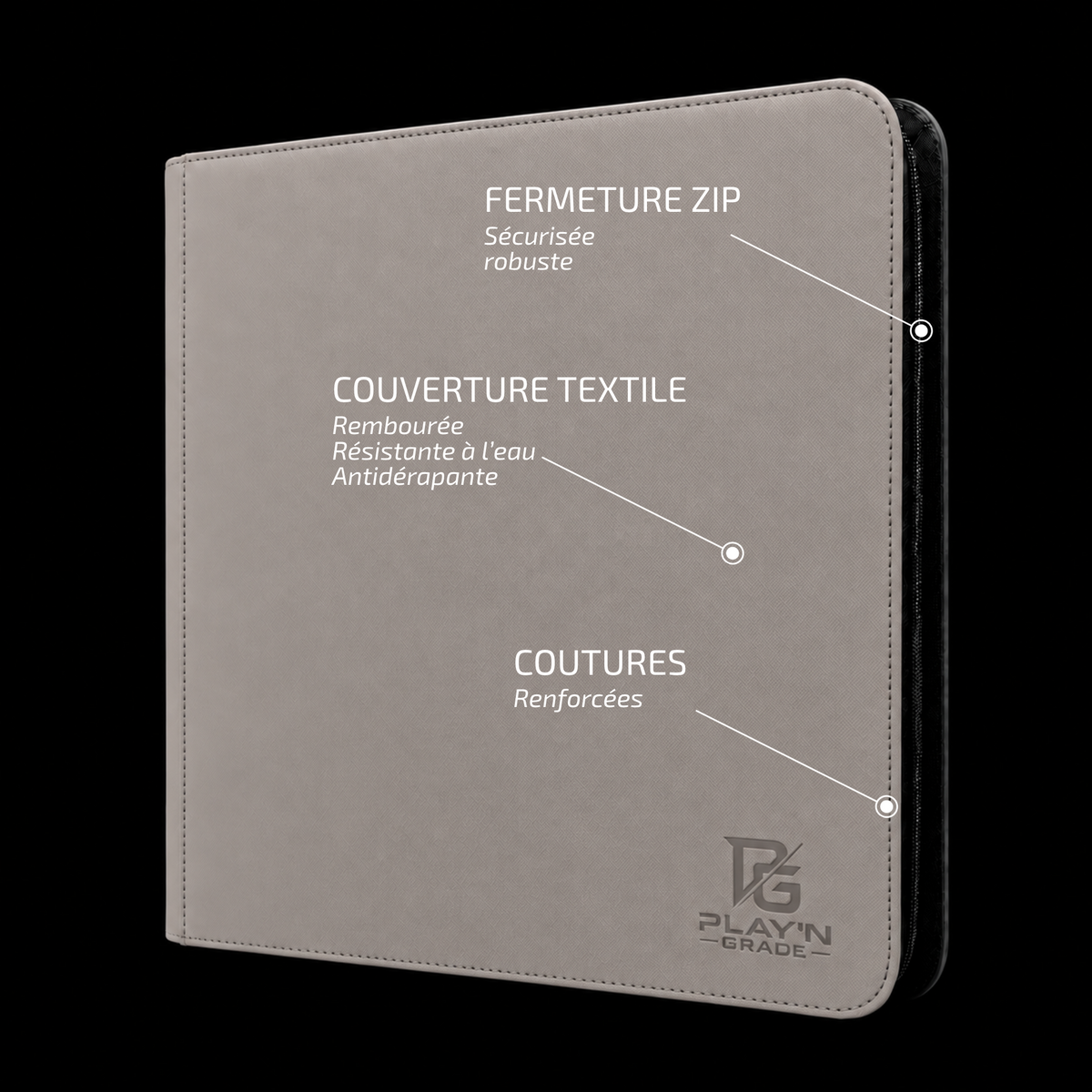 Classeur Toploaders ZIP gris 4x3 — caractéristiques de la couverture