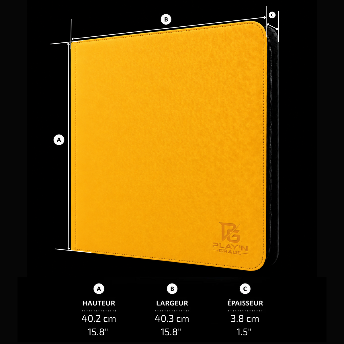 Classeur Toploaders ZIP jaune 4x3 — dimensions