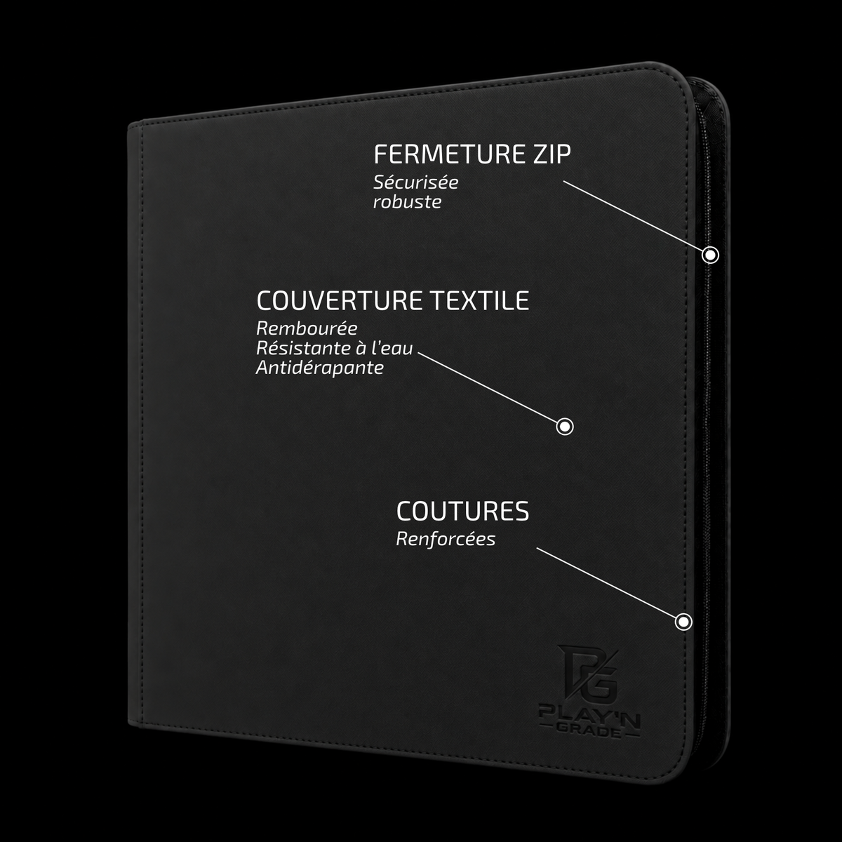 Classeur Toploaders ZIP noir 4x3 — caractéristiques de la couverture