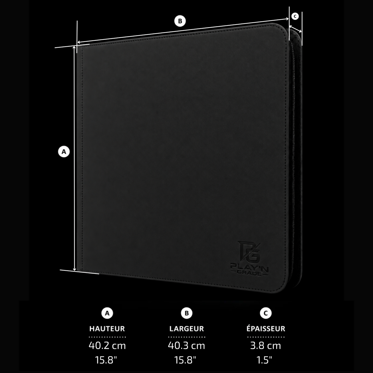 Classeur Toploaders ZIP noir 4x3 — dimensions