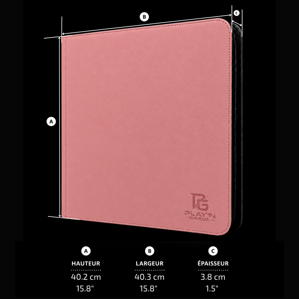 Classeur Toploaders ZIP rose 4x3 — dimensions