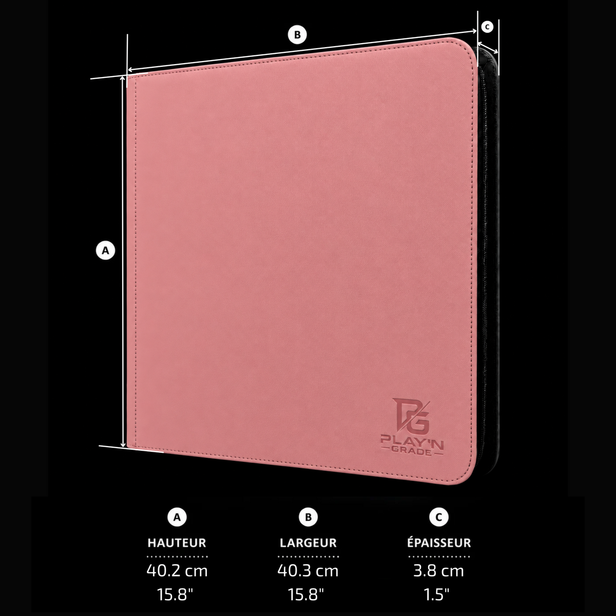Classeur Toploaders ZIP rose 4x3 — dimensions