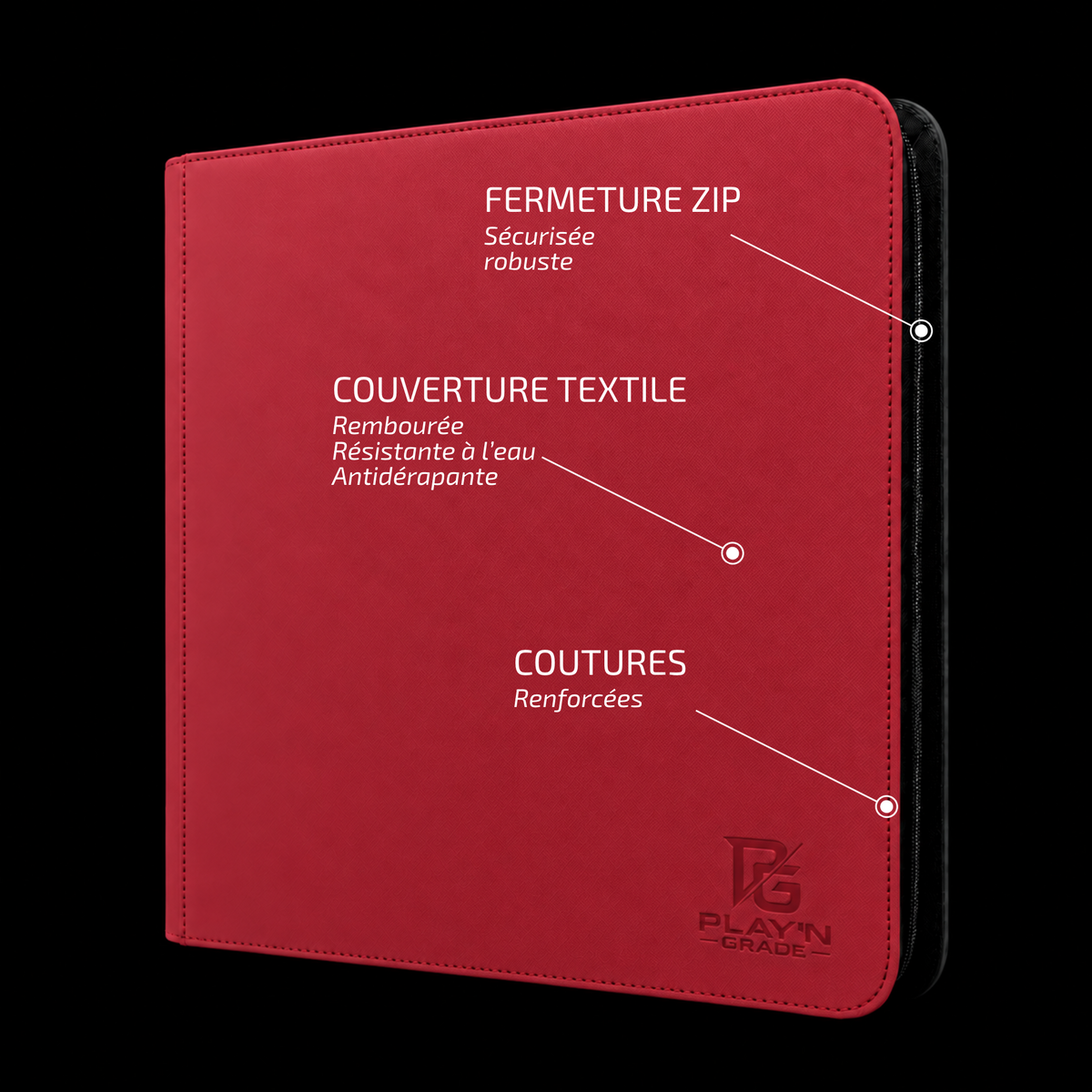 Classeur Toploaders ZIP rouge 4x3 — caractéristiques de la couverture