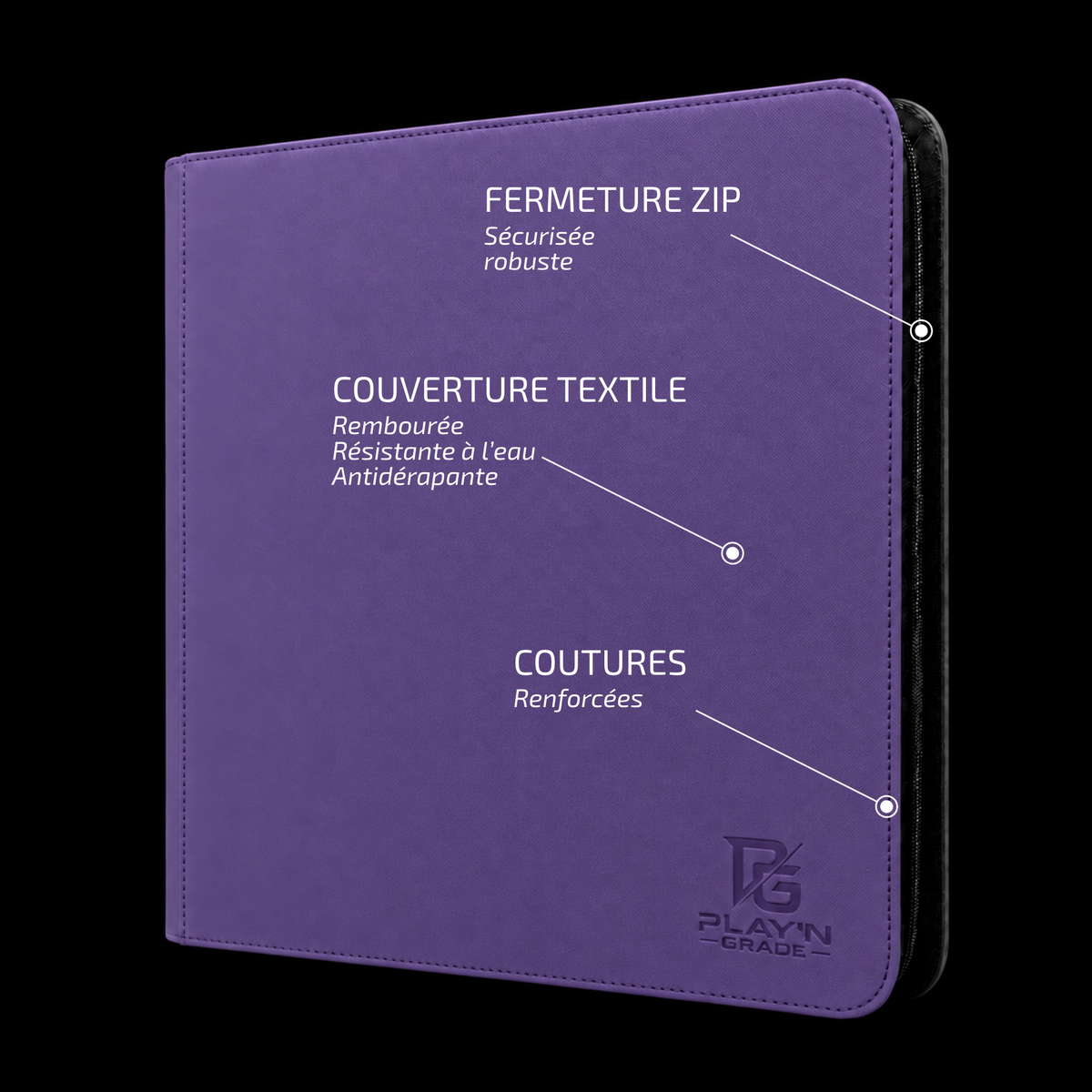 Classeur Toploaders ZIP violet 4x3 — caractéristiques de la couverture