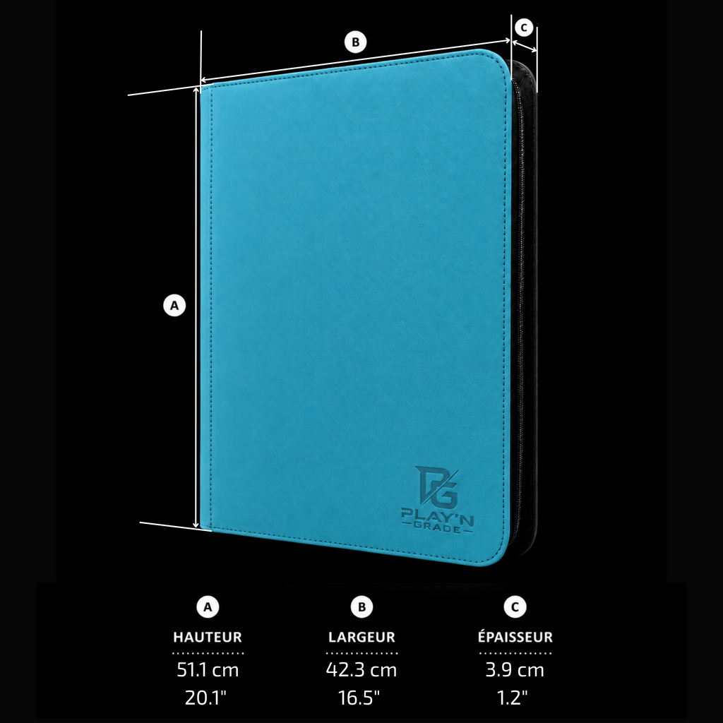Classeur Toploaders ZIP bleu 4x4 — dimensions