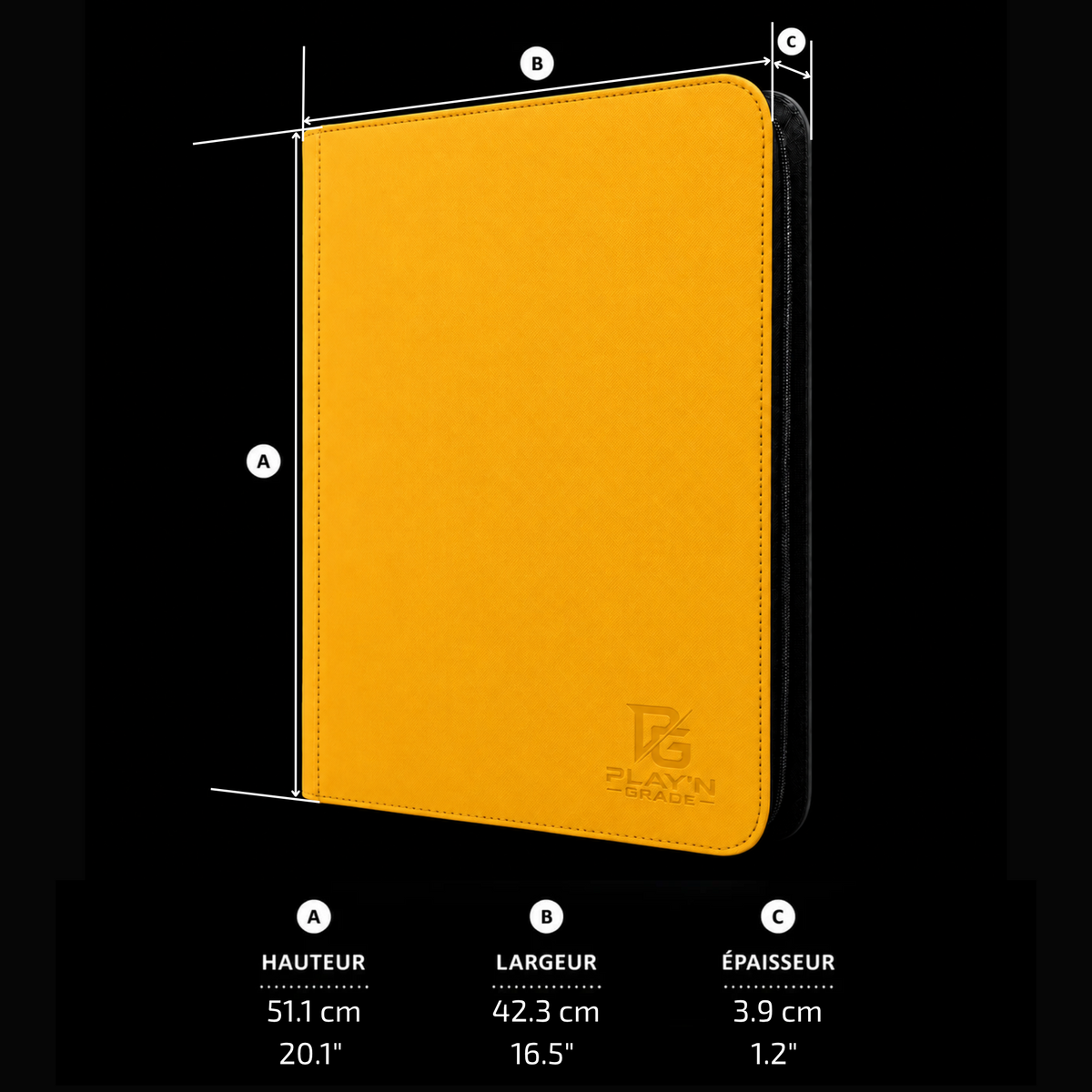 Classeur Toploaders ZIP jaune 4x4 — dimensions