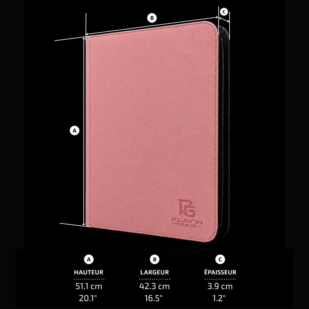 Classeur Toploaders ZIP rose 4x4 — dimensions