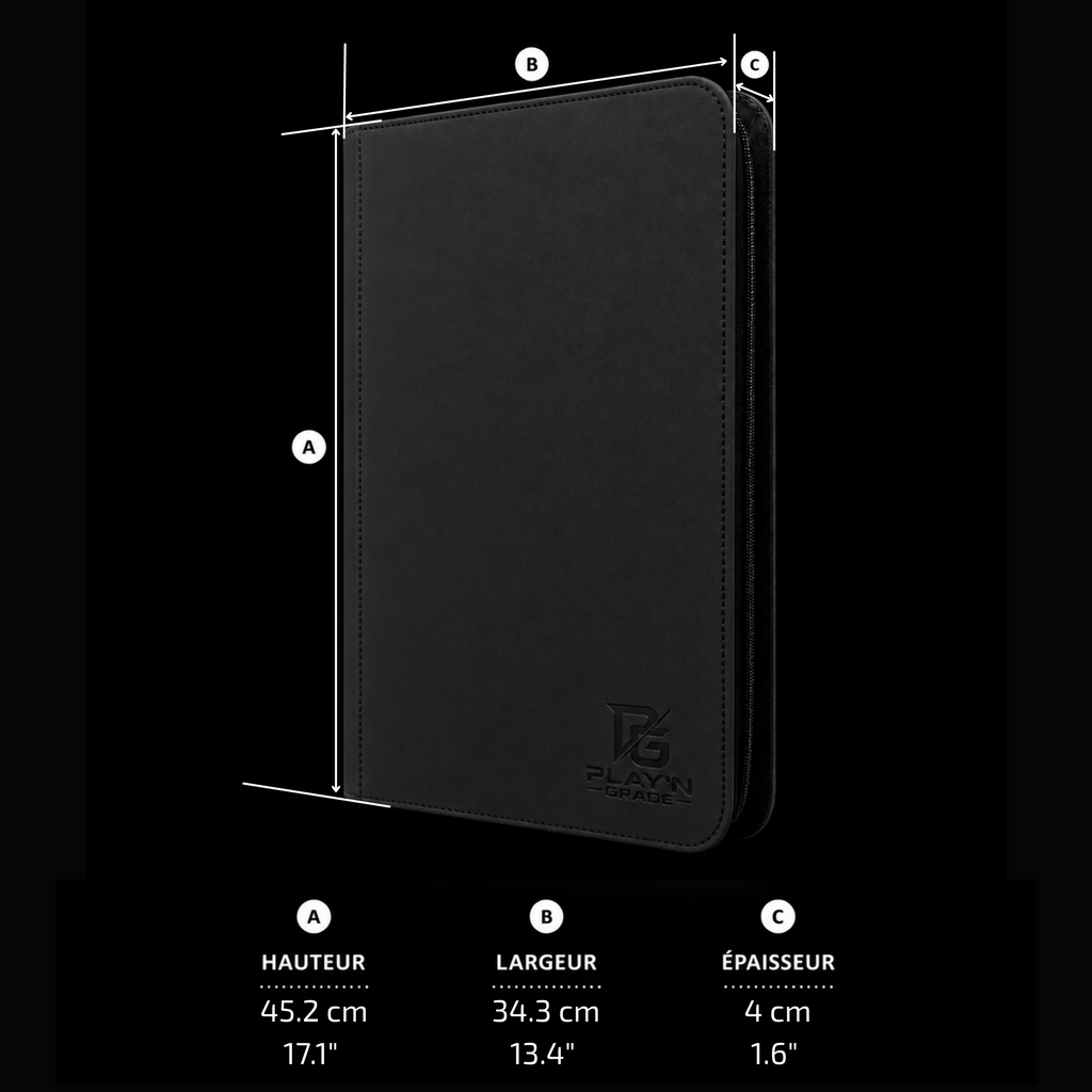 playngrade classeur 960 cartes zip 4x4 noir 04 dimensions