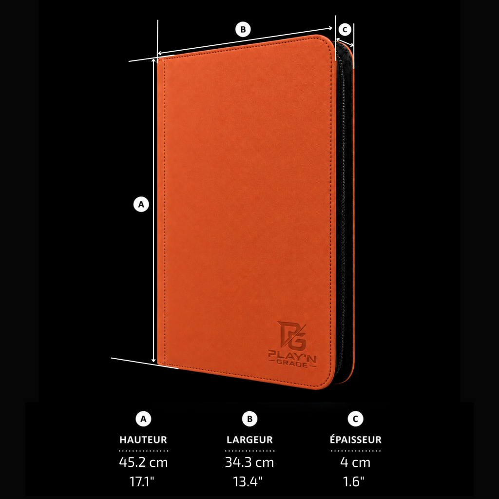 playngrade classeur 960 cartes zip 4x4 orange 04 dimensions