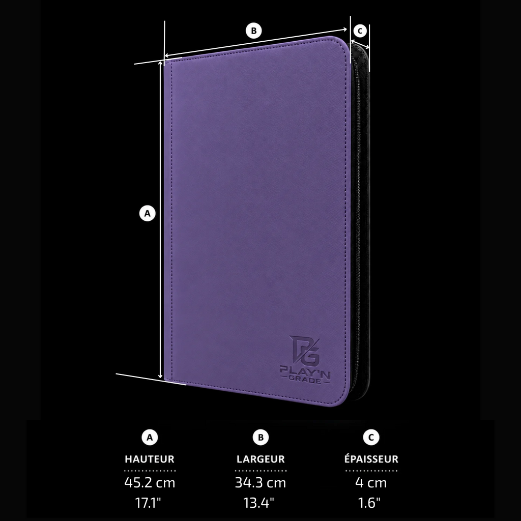 playngrade classeur 960 cartes zip 4x4 violet 04 dimensions