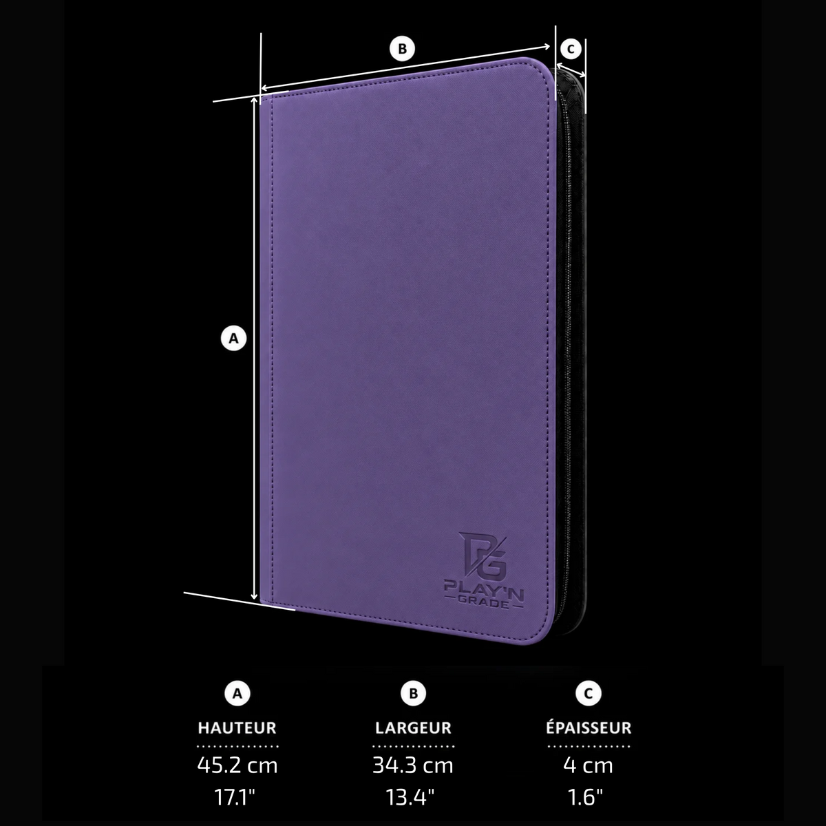 playngrade classeur 960 cartes zip 4x4 violet 04 dimensions