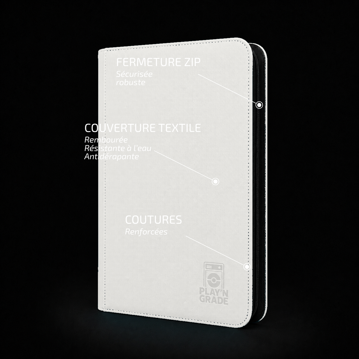 Classeur 960 cartes zip - 4x4 - blanc – détails de la couverture