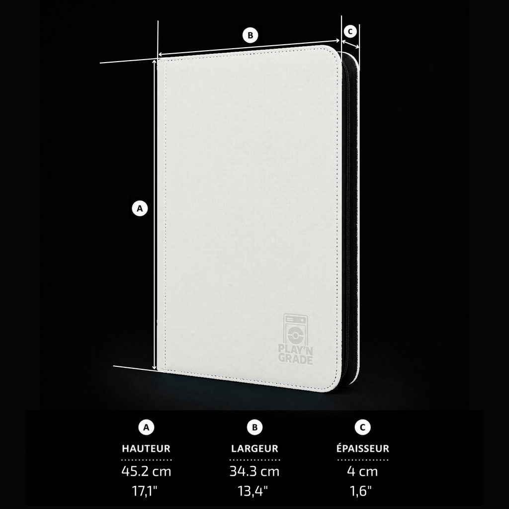 Classeur 960 cartes zip - 4x4 - blanc – dimensions