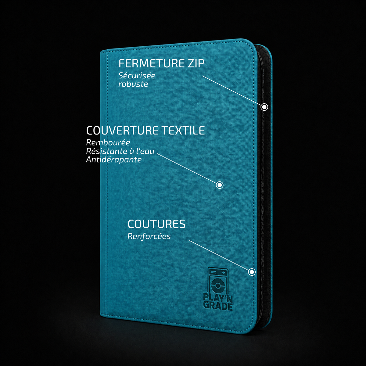 Classeur 960 cartes zip - 4x4 - bleu – détails de la couverture