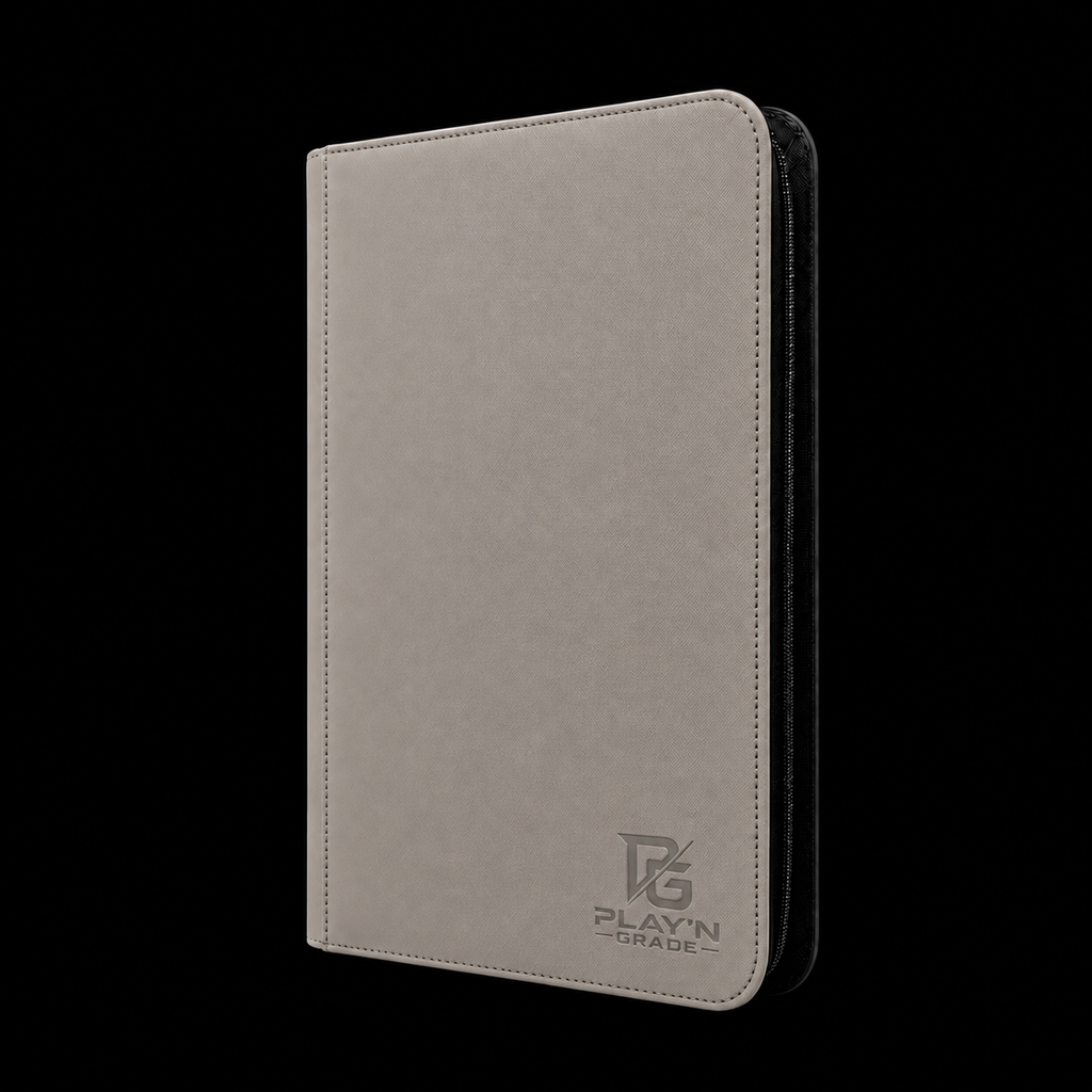 Classeur cartes ZIP gris Play’n’Grade, format étroit, zip noir sur fond noir