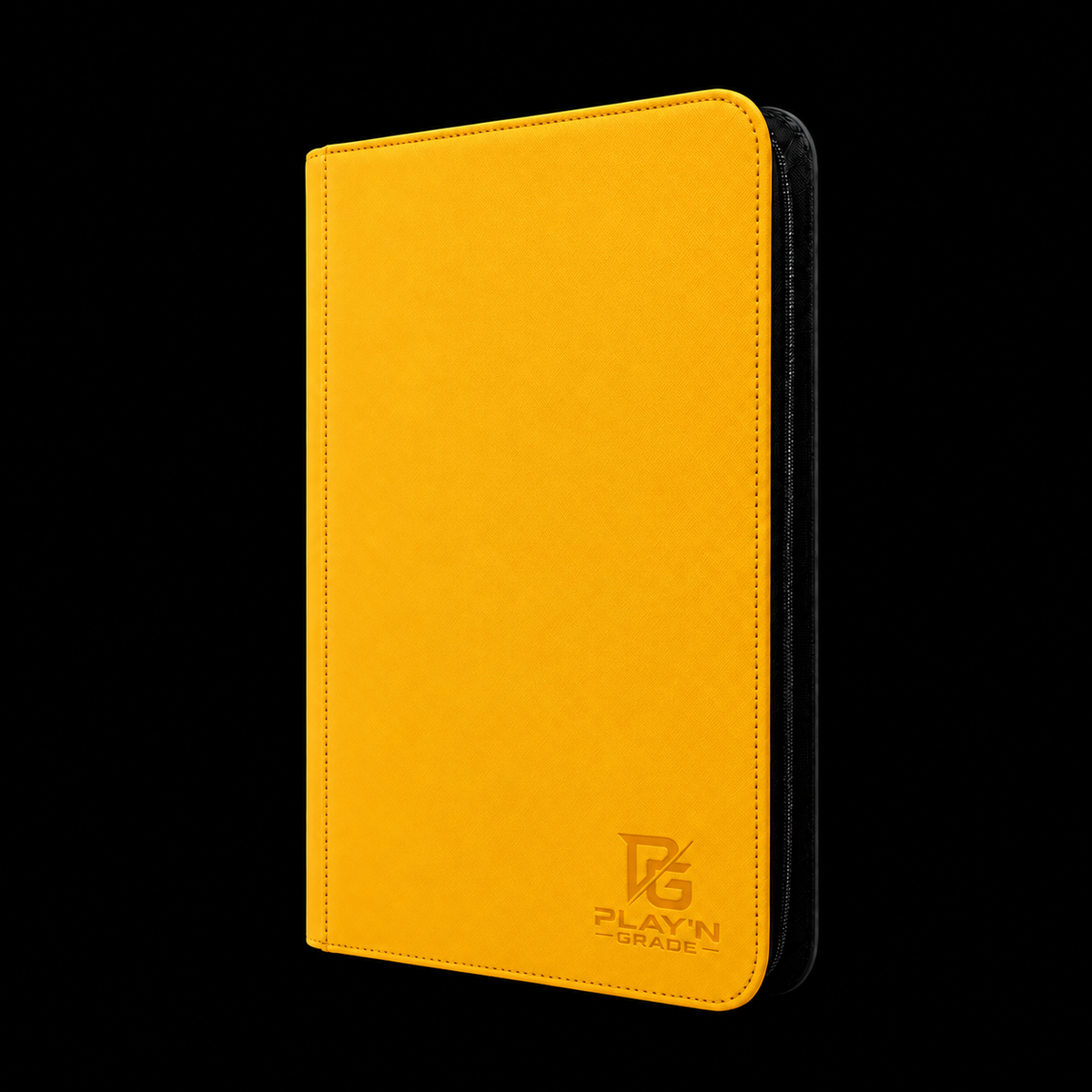 Classeur cartes ZIP jaune Play’n’Grade, format étroit, zip noir sur fond noir