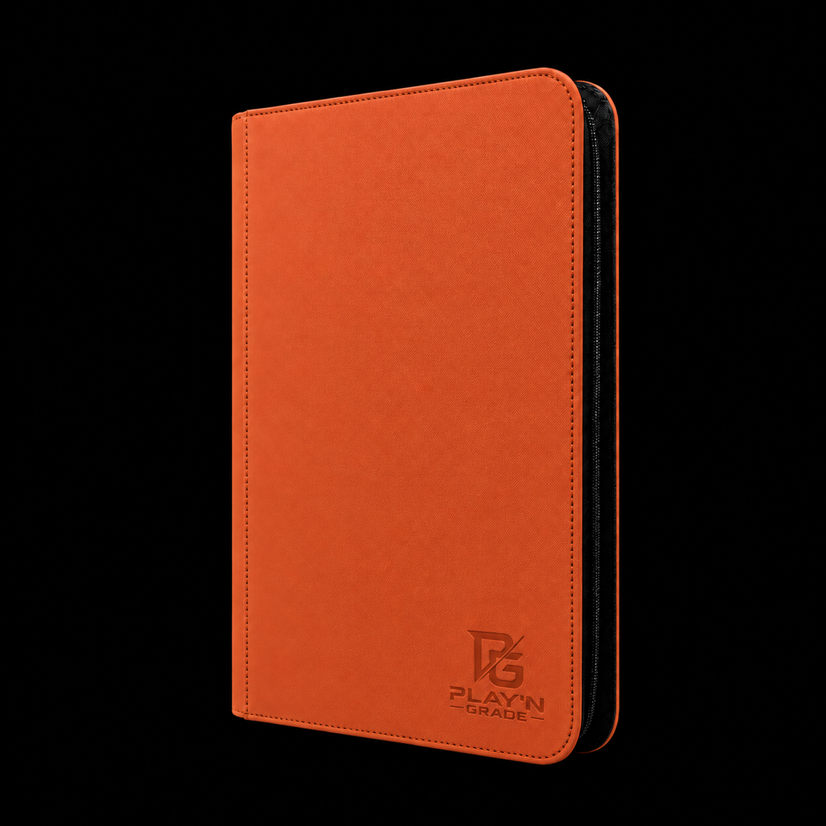 Classeur cartes ZIP orange Play’n’Grade, format étroit, zip noir sur fond noir