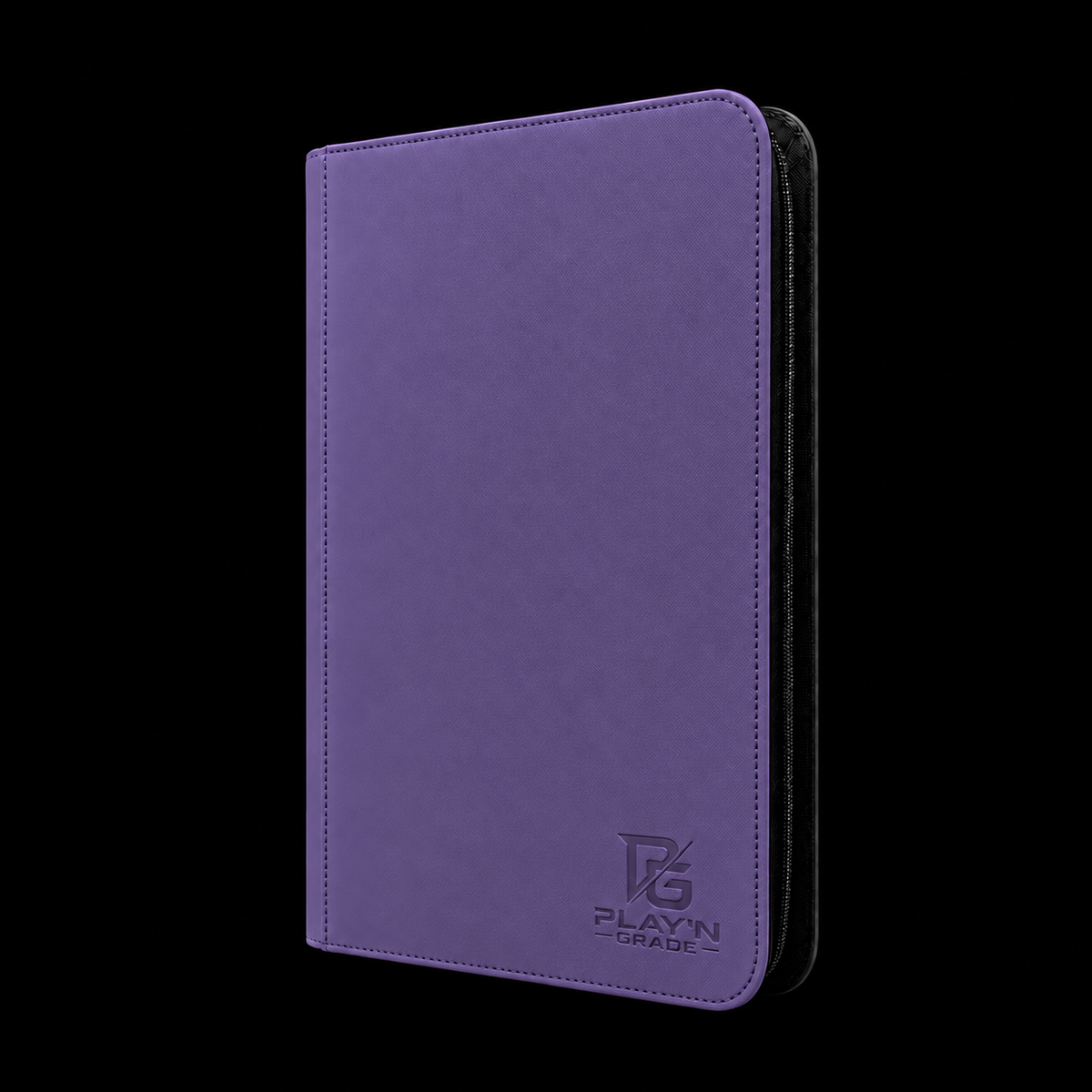 Classeur cartes ZIP violet Play’n’Grade, format étroit, zip noir sur fond noir