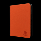 Classeur cartes zippé orange Play’n’Grade, nouveau logo, fermeture noire sur fond noir