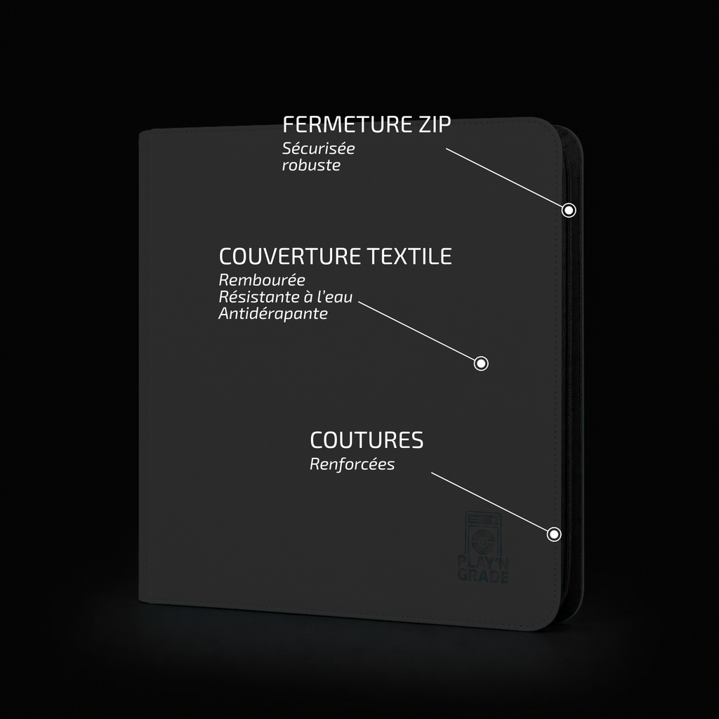 Classeur 480 cartes zip - 4x3 - noir – détails de la couverture
