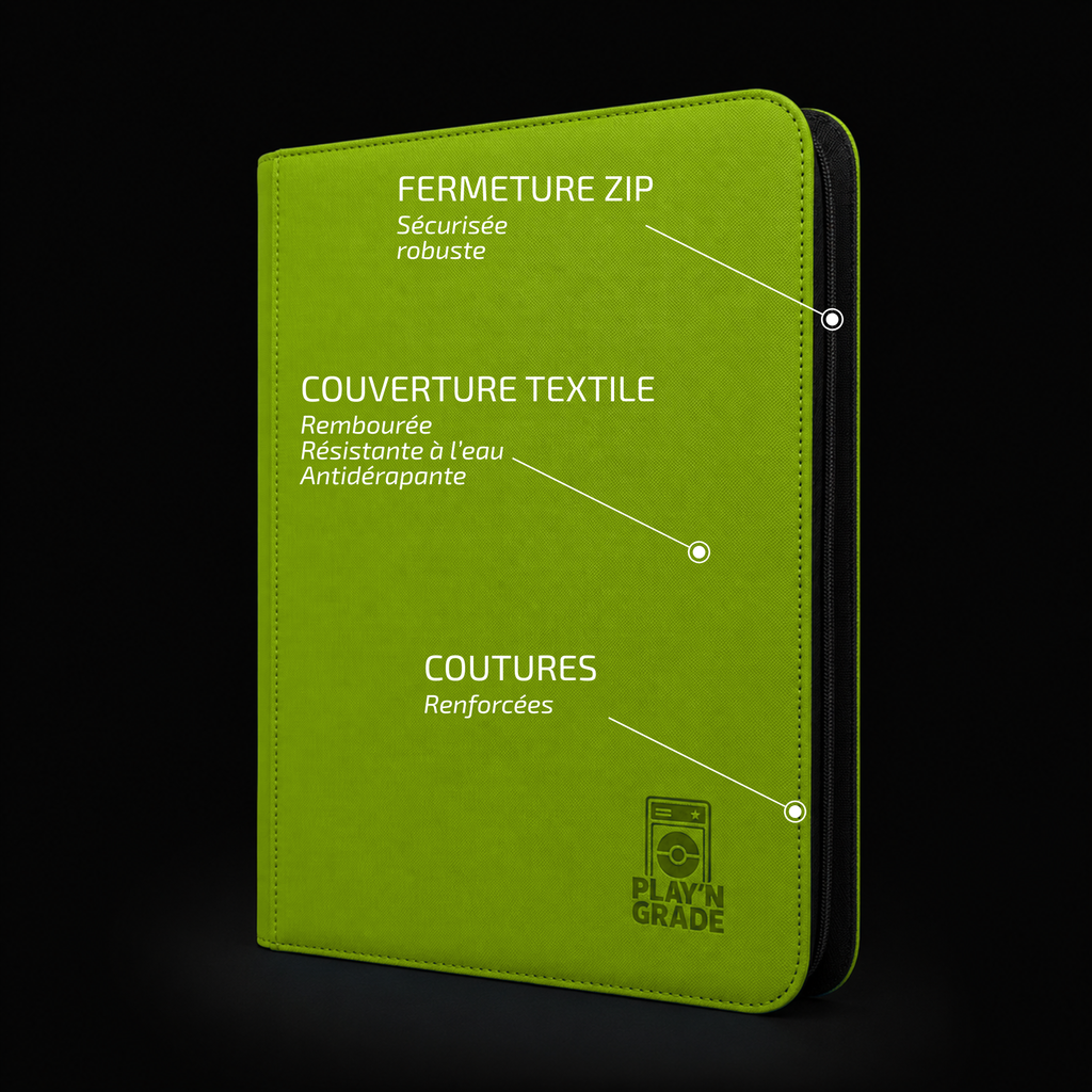 Classeur 360 cartes zip - 3x3 - vert – détails de la couverture