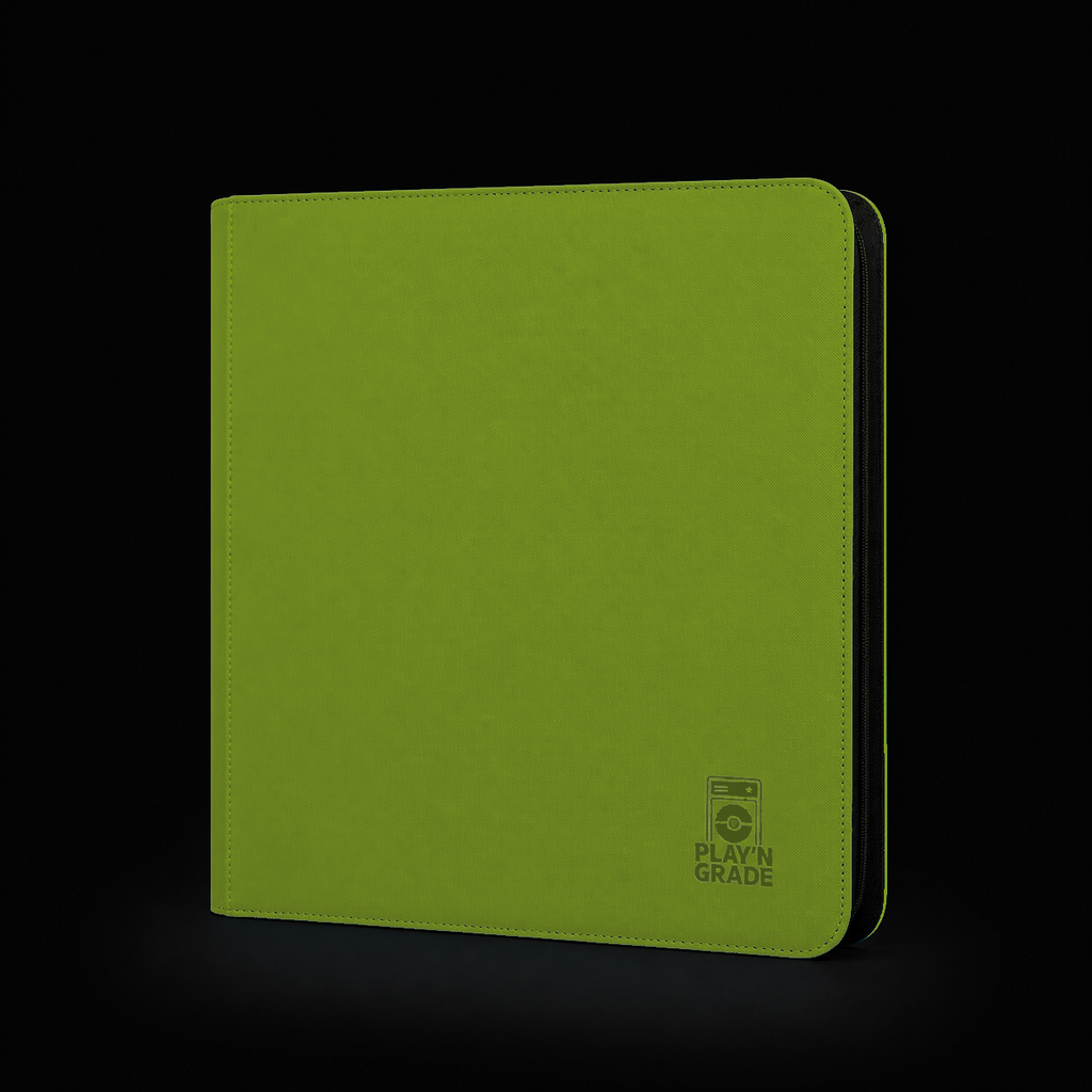 Classeur 480 cartes zip - 4x3 - vert – vue de profil