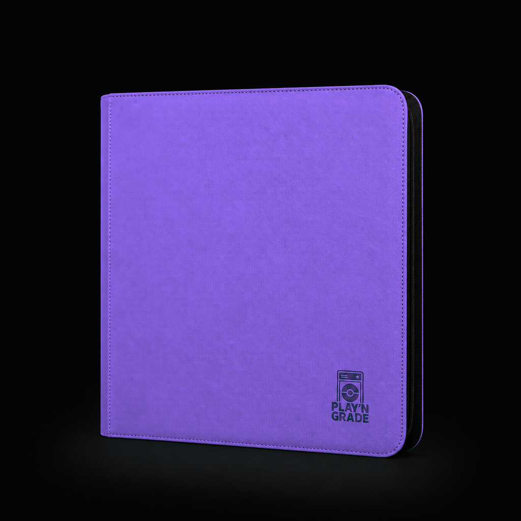 Classeur 480 cartes zip - 4x3 - violet – vue de profil