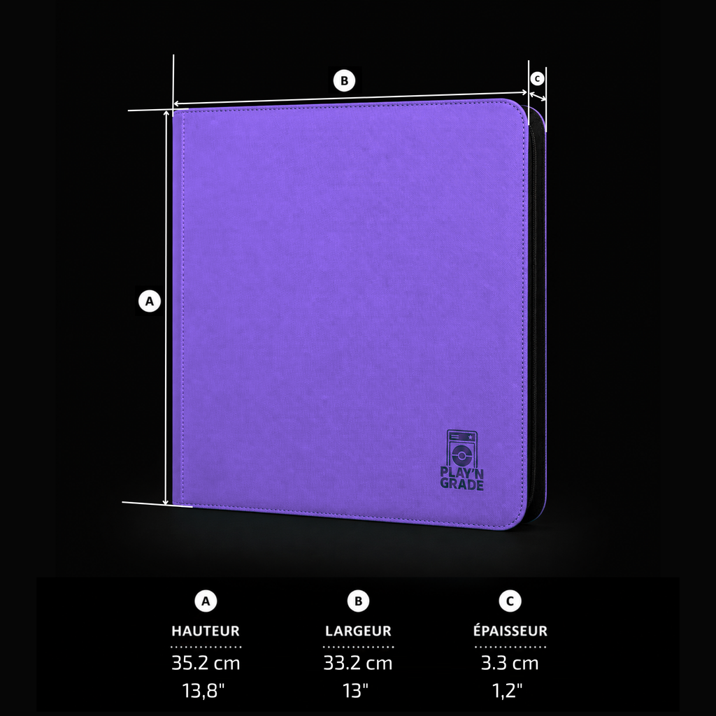Classeur 480 cartes zip - 4x3 - violet – dimensions