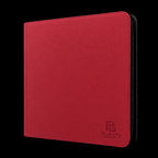 Classeur zippé format large rouge Play’n’Grade, nouveau logo, zip noir sur fond noir