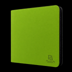 Classeur zippé format large vert Play’n’Grade, nouveau logo, zip noir sur fond noir
